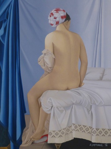 The bathed lady with the scarf